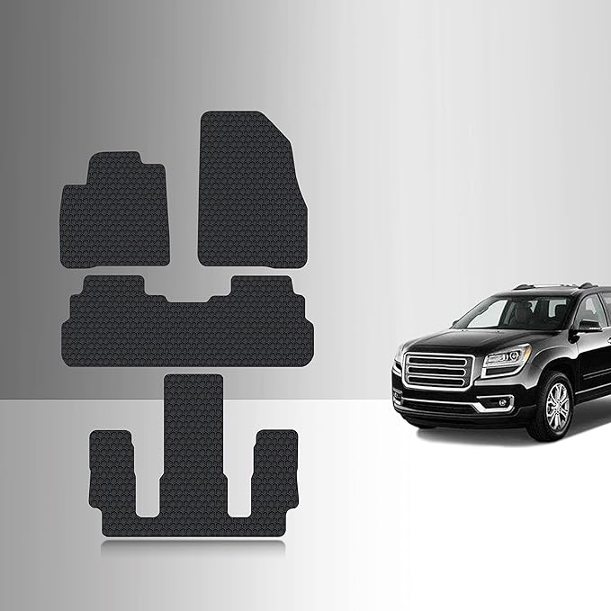 TOUGHPRO Floor Mats Accessories 1st + 2nd + 3rd Row for GMC Acadia (2nd Row Bucket) All Weather Heavy Duty (Made in USA) Black Rubber 2017 2018 2019 2020 2021 2022 2023
