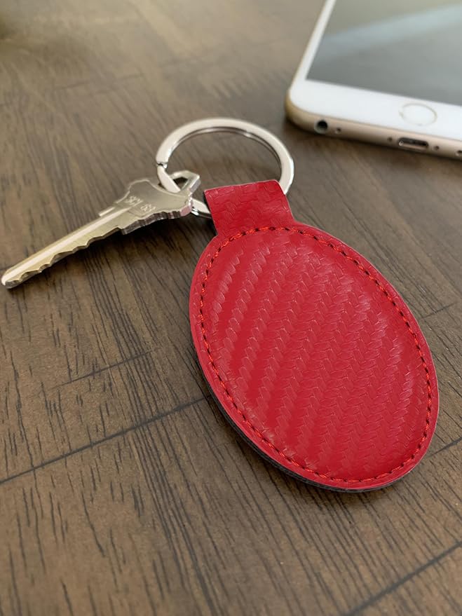 LaserGram Oval Keychain, Golfer Golfing, Personalized Engraving Included (Carbon Fiber Red)