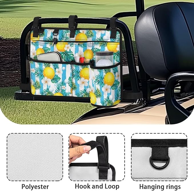 Golf Ball Golf Cart Rear Seat Organizer Universal No Drilling Storage Bag Lightweight Accessories