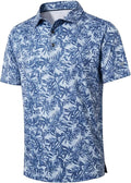 Golf Shirts for Men Dry Fit Short Sleeve Print Performance Moisture Wicking Polo Shirt