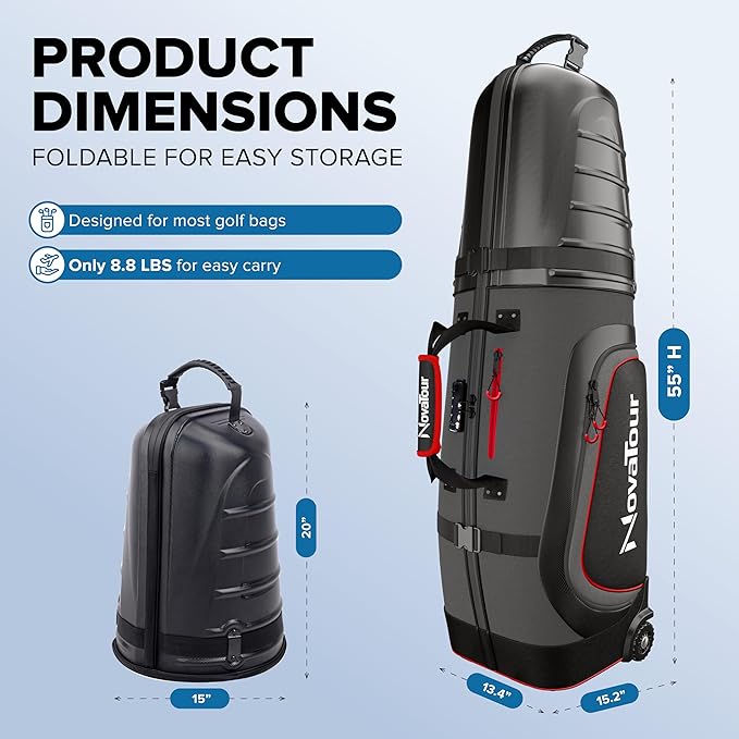 Golf Travel Bag for Airlines: Hard Case Top, Waterproof Zippers, 1680D Oxford Fabric, Built-in TSA Lock, Oversized Tank Wheels, Lightweight, Easy to Maneuver – Maximum Club Protection