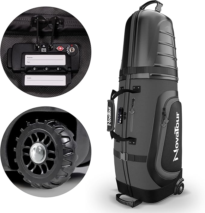 Golf Travel Bag for Airlines: Hard Case Top, Waterproof Zippers, 1680D Oxford Fabric, Built-in TSA Lock, Oversized Tank Wheels, Lightweight, Easy to Maneuver – Maximum Club Protection