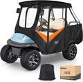 10L0L 4 Passenger Golf Cart Driving Enclosure for Club Car Precedent with Short Roof Up to 57", 4-Sided Clear Window 600D Rain Cover All Weather Windproof Waterproof - Black with Orange