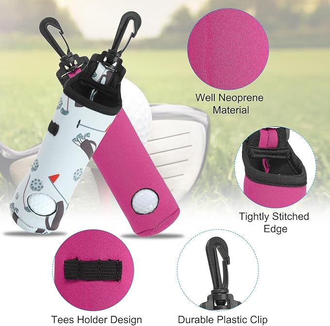 PATIKIL Golf Ball Carry Bag, Golf Tee Holder Pouch Portable Neoprene Golf Ball Holder with Clip for Men and Women Storage Gifts