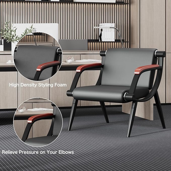 wonline Office Waiting Room Chairs Set of 2 Black Reception Guest Chairs with Arms Lobby & Waiting Room Furniture for Clinic, Hospital, Airport, Salon, Bank, Barber