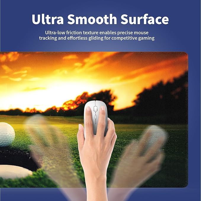 Wknoon. Extra Large Gaming & Office Mouse Pad (31.5" x 11.8") – Golf Ball Near Hole Golf Field, Premium XXL Desk Mat with Durable Stitched Edges & Smooth Fabric Surface & Anti-Slip Rubber Base