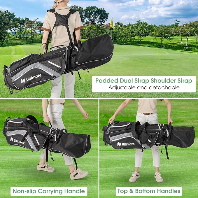 KOTEK Golf Stand Bag, 14 Way Top Divider Golf Club Bag with Cooler, 6 Zippered Pockets, Rain Hood & Adjustable Dual Shoulder Straps, Lightweight Golf Bag for Men Women