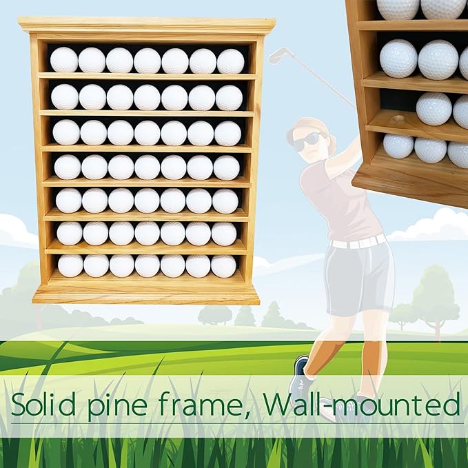 Elegant Golf Ball Display Case - Wall Mount Shadow Box for Store or Exhibition, for Golf Enthusiasts, Solid Wood Organizer Stylish Wall Mount Display Case for Home, Office, or Store