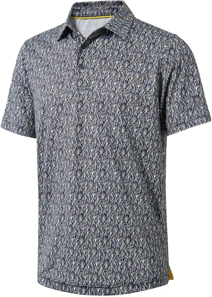 Golf Shirts for Men Dry Fit Short Sleeve Print Performance Moisture Wicking Polo Shirt