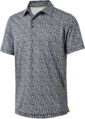 Golf Shirts for Men Dry Fit Short Sleeve Print Performance Moisture Wicking Polo Shirt