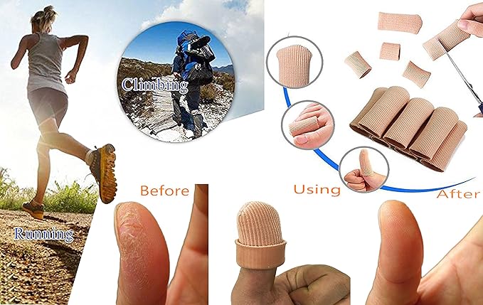 ERGOfoot 6 Pack Toe Caps Close Finger Toe Sleeve Tubes Toe Protectors Gel Rubbing Tube to Prevent Bunions, Hammertoes, Callus, Corn, Blisters(Diameter 2.0cm)