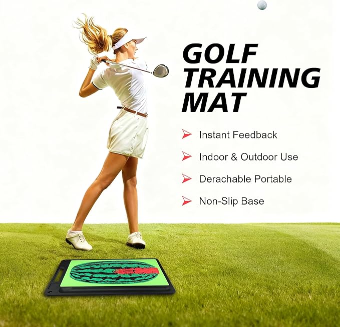 Golf Hitting Mat, Golf Training Mat for Swing Path Feedback Detection Batting, Extra Replaceable Golf Practice Mat for Home Indoor Outdoor, Fun Golf Gifts for Adults Kids