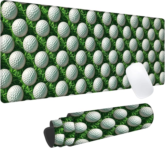 Golf Ball Gaming Mouse Pad, Office Desk Mat, Anti-Slip Rubber Base Cool Aesthetic Mouse Pads for Computer Laptop Keyboard School Home Desktop Gamer Home Accessories Decor 31.5" x 11.8"