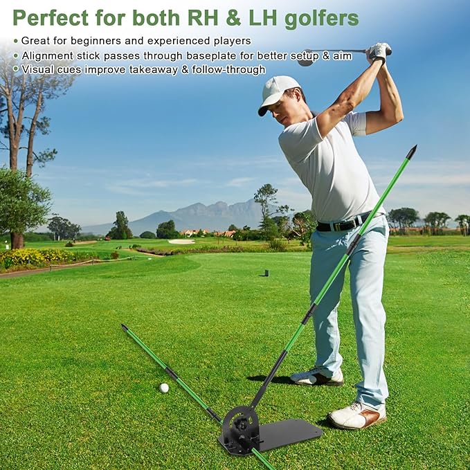 Golf Alignment Stick Holder,Professional Swing Trainer,Golf Swing Plane Trainer Aid for Aiming Putting Swing,Golf Teaching, Multi-Functional for All Levels of Golfer