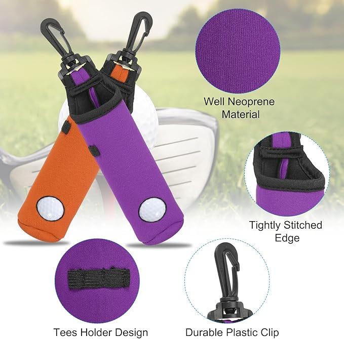 PATIKIL Golf Ball Carry Bag Golf Tee Holder Pouch Portable Neoprene Golf Ball Holder with Clip for Men and Women