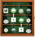 Golf Bag Tag Collection Display Case Holds 40 Bag Tags 16.54 x 15.35 x 1.77 Inch Wall Mount Wooden Shadow Box W/98% UV Acrylic Door Lockable Storage Display Box for Collection(Brown, Green)