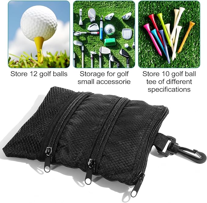 Golf Tee Bag Pouch Multi Pocket Zipper Golf Tee Holder Bag Accessories Organizer for Men and Women