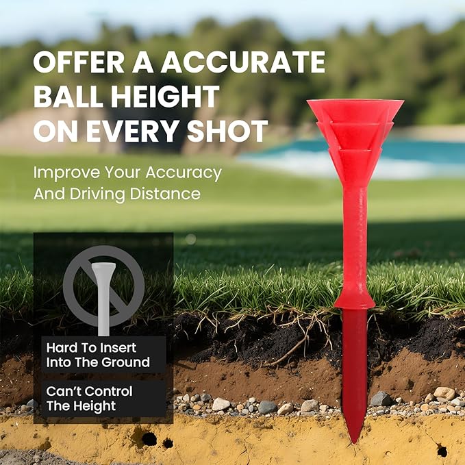 FINGER TEN Unbreakable Golf Tees Plastic 3 1/4 inch Value 50/100 Pack, Low Friction & Low Ball Spin Long Tees to Improve Distance & Accuracy, Durable Tees with Assorted Colors to Practice