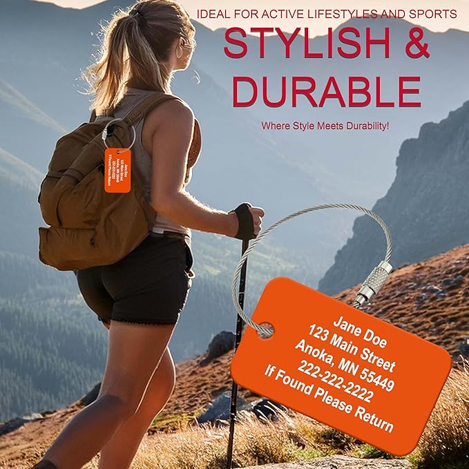 High Visibility Multi Pack Customized Tavel ID Tag - Luggage Tag - Golf Bag ID - Personalized ID Travel Tag - Imprinted Luggage Tag - Luggage, Bikes, Sport Equipment and More. (8)