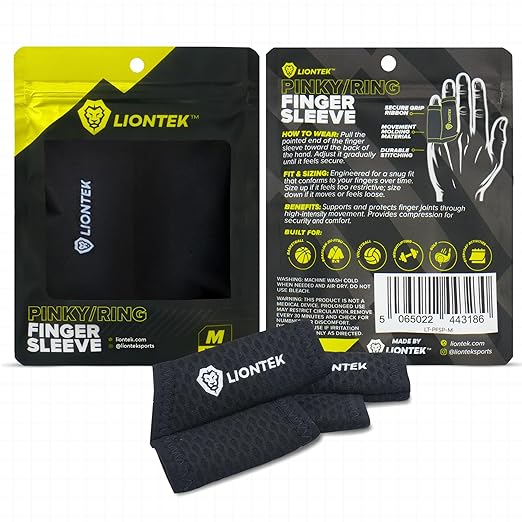 LIONTEK Pinky-Ring Flow Finger Sleeve V3 Pair — Joint Support & Compression for Activity, BJJ, Fitness, Volleyball, Basketball, and More