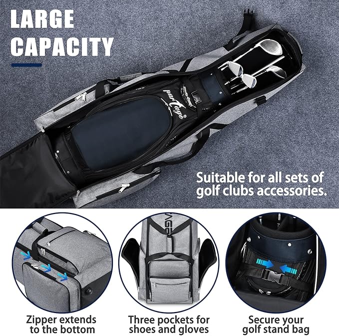 Partage Golf Travel Bag with Wheels,Golf Travel Case for Airlines -Black