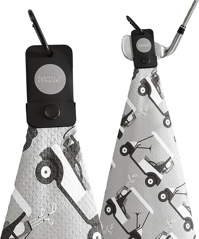 Magnetic Golf Towels for Golf Bags with Clip & Ultra Strong Magnet - Waffle Weave Microfiber Towel for Secure Hold on Bags & Carts - Ideal Club Cleaner & Accessories - Golf Cart