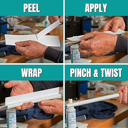 Brampton Premium Golf Grip Kit for Golf Club Regripping - 15 Premium 2"x10" Golf Grip Tape Strips, Rubber Vise Clamp, & 4 oz HF-100 Non-Toxic, Non-Flammable, Odorless Golf Club Grip Solvent