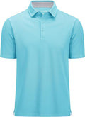 MAGCOMSEN Men's Polo Shirts Short Sleeve Cotton Pique 3 Button Classic Fit Casual T-Shirt Performance Golf Shirts