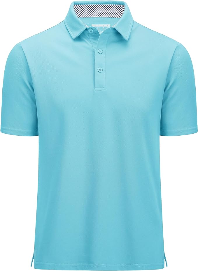 MAGCOMSEN Men's Polo Shirts Short Sleeve Cotton Pique 3 Button Classic Fit Casual T-Shirt Performance Golf Shirts