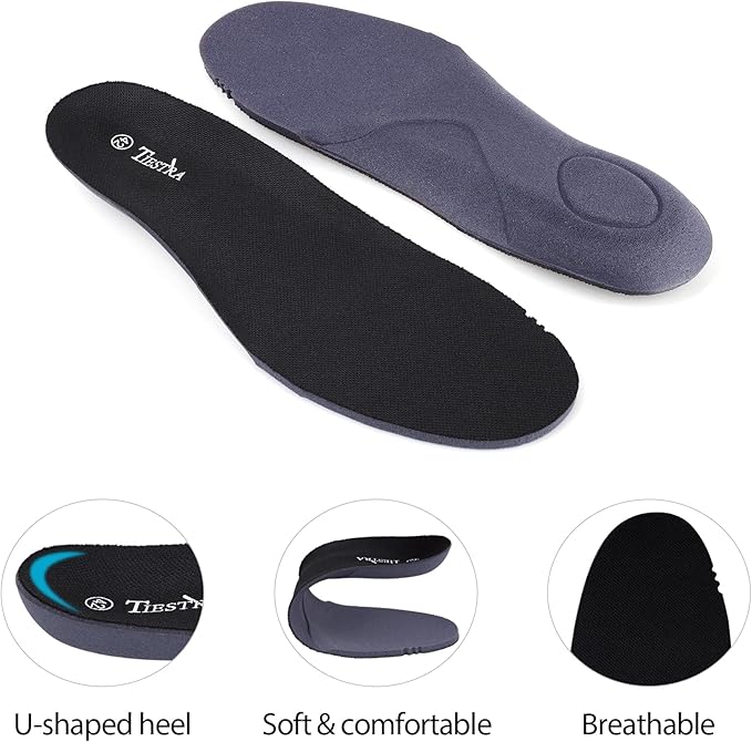 Insoles for Mens Memory Foam Shoe Inserts,Replacement Insoles for Work Boot Running Shoes-Shock Absorption and Cushion for Feet Relief,Comfort Inner Soles for Everyday Use Black 42EU/US9