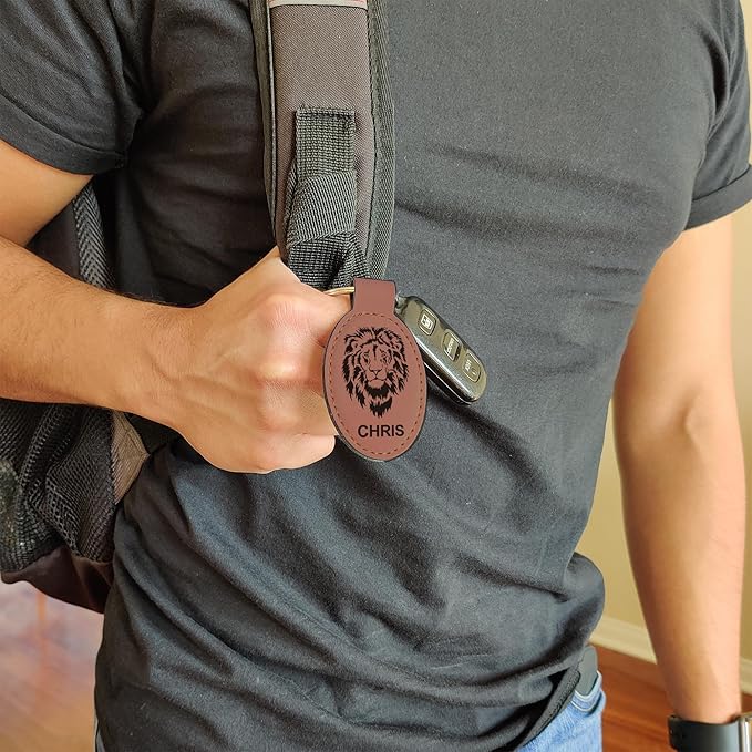 LaserGram Oval Keychain, Disc Golf, Personalized Engraving Included
