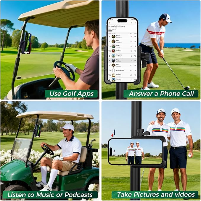 Magnetic Golf Cart Phone Holder, 360° Adjustable Ultra Strength Magnetic Mount Compatible with Club Car EZ-GO Yamaha, The Perfect Golf Accessory Gift for Golfers