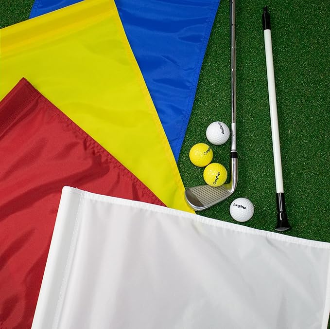 KINGTOP Golf Flag 20x14 Inch - Mixed Color, 420D Nylon, Tube Inserted - Standard Putting Green Flags for Backyard Practice, Golf Courses, Country Club, 4-Pack