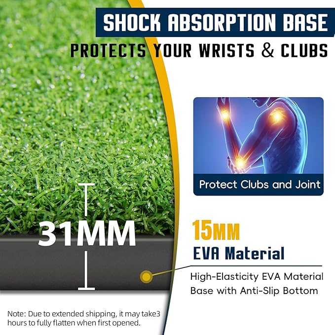 Dual-Turf Golf Mat 36mm: 5x4ft/5x5ft Extra Thick Golf Hitting Mats Practice Outdoor Indoor, High-Density Artificial Hitting Training Matt for Garage Simulator Chipping Driving Swing