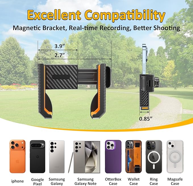 Falafa Magnetic Golf Cart Phone Holder, Golf Cart Universal Phone Holder Mount Compatible with EZGO/Club Car/Yamaha, Golf Cart Accessories for iPhone/Galaxy/Google Pixel All Smartphones