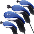 FINGER TEN Golf Club Head Covers Woods Driver Fairway Hybrid 3/4/5 Set, Headcovers Men 1 3 5 7 X Interchangeable Number Tag, Fit All Wood Clubs