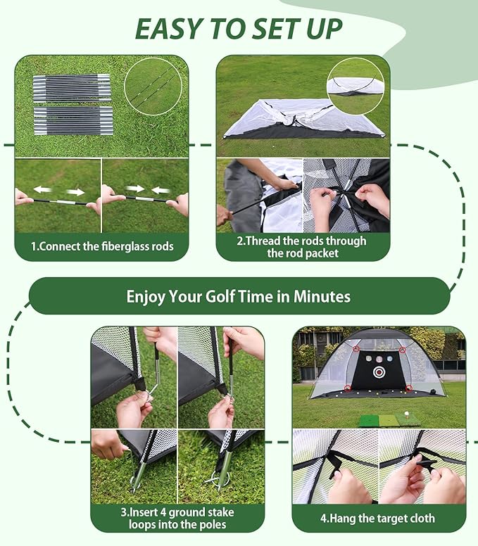 Golf Net, 10x7ft Golf Hitting Aid with Foldable Tri-Turf Mat, Designed for Outdoor & Indoor Use, Practice Nets for Backyard Driving Real Balls, Ideal Gifts for Men Dad Husband & Golfers