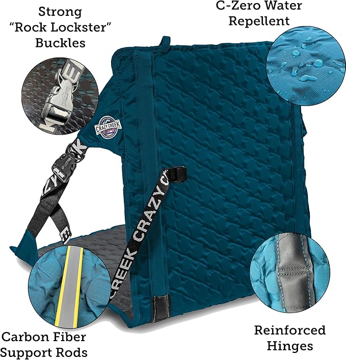 CRAZY CREEK PRODUCTS RED LODGE- MONTANA - USA 2.0 HEX Original Chair, Aleutian Blue/Slate, 1024-185