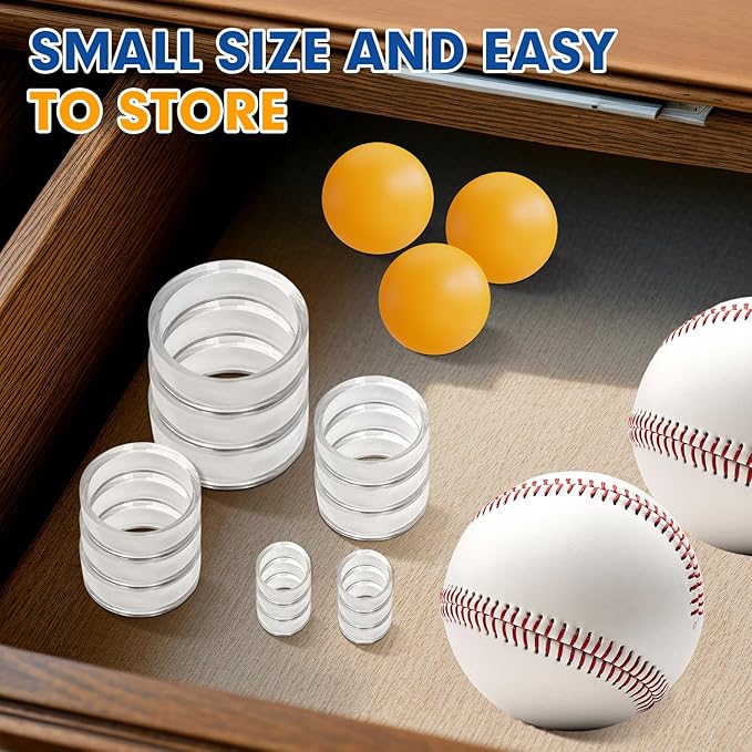 100 Pcs Baseball Holder Ring Stand 0.6/1.22 Inch Round Acrylic Stands, Small Display Stand Ring Clear Sphere Holder for Small Balls, Baseball, Golf Ball, Crystal Ball, Egg Stand, Marble, Softball