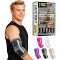 BLITZU Elbow Compression Sleeve for Tendonitis 2 Pack, Tennis Elbow Brace Support for Men and Women Golfers Elbow Pain Relief, Arthritis, Bursitis, Arm Brace for Workout, Weightlifting Black L