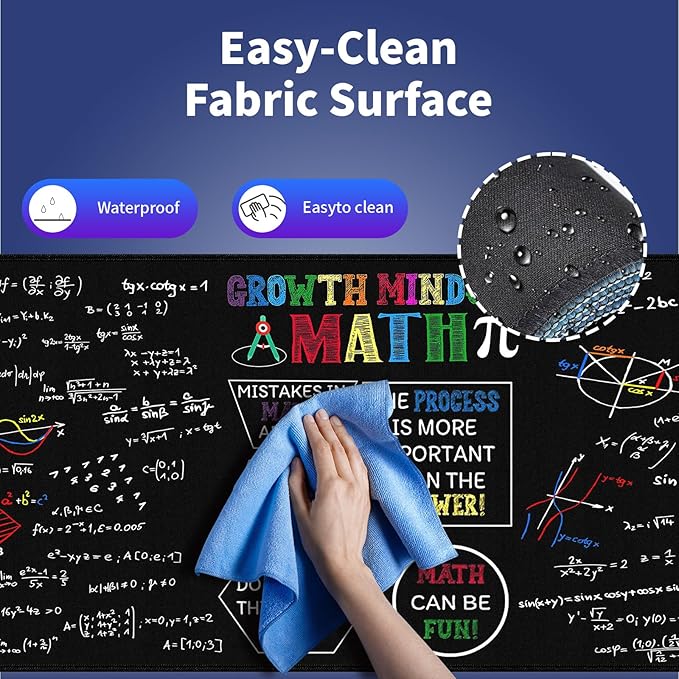 Wknoon. Extra Large Gaming & Office Mouse Pad (31.5" x 11.8") – Math Science Inspirational Quote Colorful Formulas Slide Design, Premium Anti-Slip XXL Desk Mat with Durable Stitched Edges