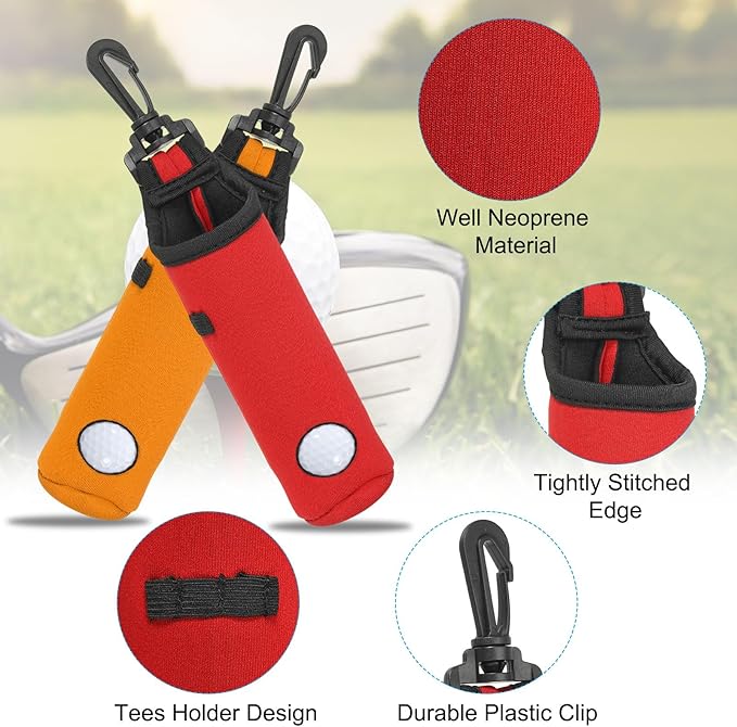 PATIKIL Golf Ball Carry Bag, Golf Tee Holders Pouch Portable Neoprene Golf Ball Holder with Clip for Men and Women Storage Gifts