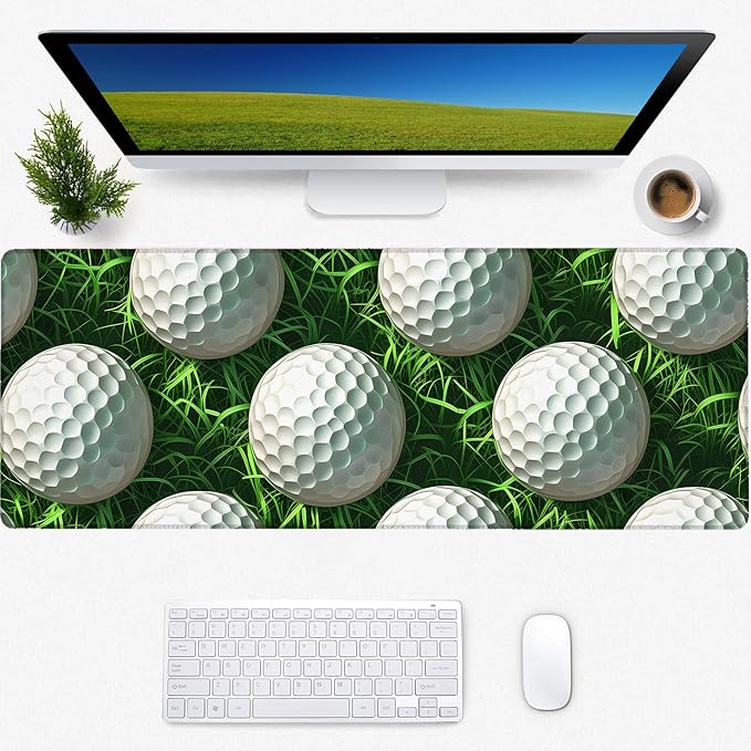 Golf Gaming Mouse Pad, Desk Mat, Non-Slip Rubber Base Cool Aesthetic MousePads for Computer Laptop Keyboard Office School Home Desktop Accessories Decor 31.5" x 11.8"