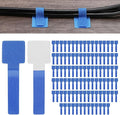100-Pack Hook and Loop Cable Ties, 3.5 x 1.1 Inch Adjustable Self-Adhesive Cord Organizer for Desk/Home/Wall/Office Essentials, Cable Management Under Desk [Blue]