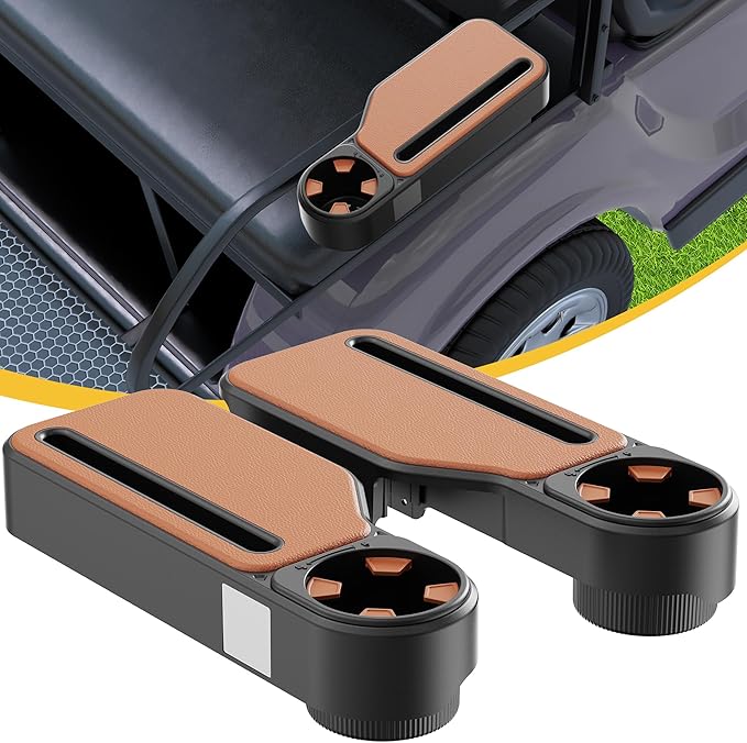 Upgraded Golf Cart Armrest with Cup Holder – Wide Comfort Pad, Universal Fit for EZGO, Club Car, Yamaha – Waterproof, Tool-Free Install, Fits 1" & 1.25" Square Tubes