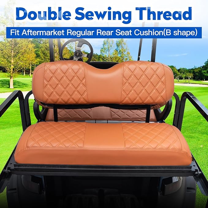 NOKINS 4PCS Golf Cart Seat Covers Kit, Front and Rear Seat Covers Fits Club Car Precedent Standard Seat Cushion, Club Car Vinyl Diamond Seat Covers Accessories, No Staples (All Brown)