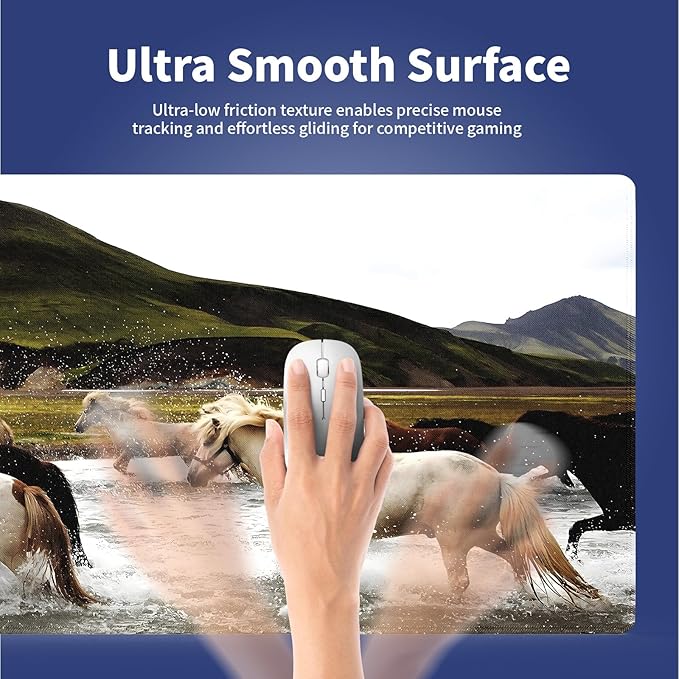 Wknoon. Extra Large Gaming & Office Mouse Pad (31.5" x 11.8") – Running Wild A Herd of Icelandic Horses in a Scenic Mountainous Landscape, Premium Anti-Slip XXL Desk Mat with Durable Stitched Edges