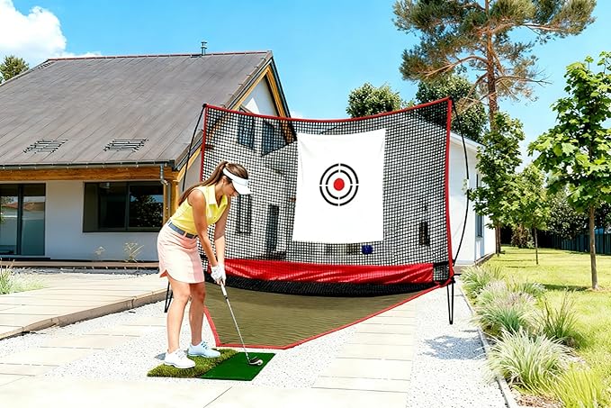 Professional Golf Practice Net - 10x8FT Large Backyard Hitting Net & Automatic Ball Return Design for Outdoor Driving Range Adults Training