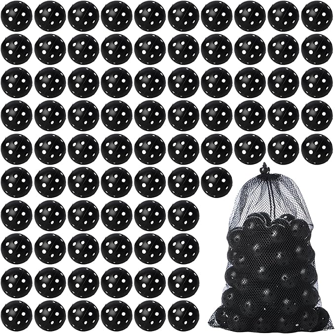 80 Pack Practice Golf Balls Limited Flight 42 mm Golf Training Airflow Hollow Plastic Ball for Women Men Indoor Outdoor Driving Range Swing Practice Home