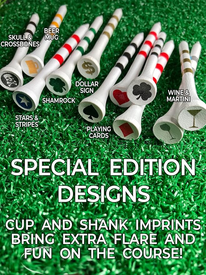 PrideSports Shamrocks Wooden Golf Tees - 2-3/4 Inch, 45 Count - Special Edition - Perfect for St. Patrick's Day